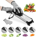 Supernal 5-in-1 Adjustable Mandoline Slicer for Kitchen,Stainless Steel Vegetable Cutter with Cut-Resistant Gloves,Safe & Durable Mandolin Slicer for Potato,Tomato,Carrot,Onion,and More