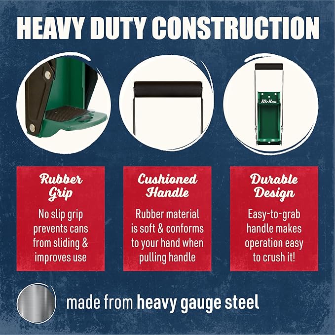 McKay 16 Oz. and 12 Oz. Metal Can Crusher, Heavy-Duty Wall-Mounted Smasher for Aluminum Seltzer, Soda, Beer Cans and Bottles for Recycling - Hunter Green