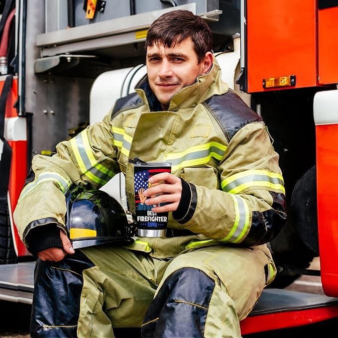 Firefighter Gifts for Men, Fireman Gifts for Firefighters Men - Firefighter Christmas Gift for Fire Fighter, 20 OZ Firemen Stainless Steel Insulated Travel Coffee Tumbler Cup