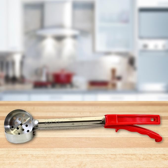 2 Ounce Slotted Stainless Steel Portion Control Ladle Spoon for Measuring and Serving; Commercial Grade Serving Scoops [Pack of 12]
