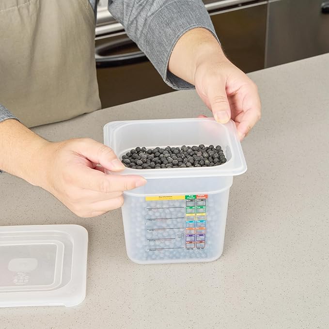 Restaurantware Food Pans Pack of 10 Plastic Square Food Containers 1/6 Size with Traceability Label, Storage Containers Dishwashable Hot Cold Friendly for Restaurants Buffet Commercial Use