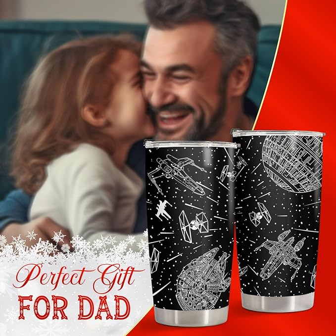 34HD Xmas Gifts - Starlight 20oz Tumbler with Handle, Starlight Stainless Steel Vacuum, Insulated Coffee Mug for Christmas, Leak-Proof Tumbler Gifts for Space Lover
