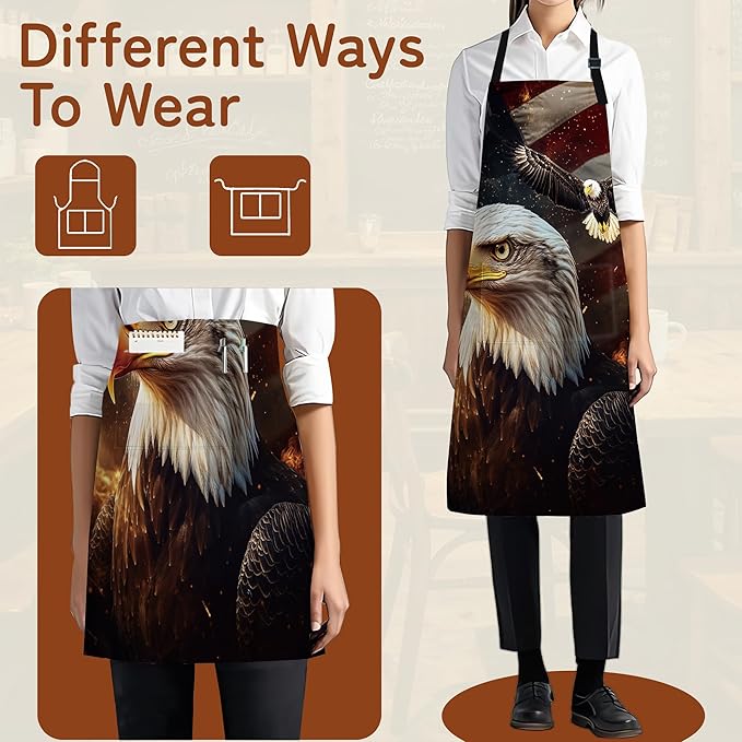 Cooking Apron for Women and Men,Adjustable Chef Bib Apron with 2 Pockets, Water and Oil Resistant for Kitchen Use