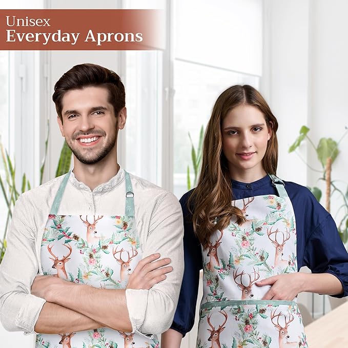Maison d' Hermine 100% Cotton Apron for women with Pocket Kitchen Chef Apron for Men Cooking Gardening Server Waitress