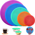 KooMall 12 10 8 6 4 Inch Multi-Purpose Microwave Mat, as Trivet, Pot Holders, Food Cover, Cup Lids, Drying, Place Mat, Utensils Rest, Heat Pad for Hot Pot Pans Bowls Plates Dishes Kitchen Counter