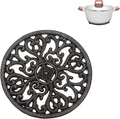 Sumnacon 1Pcs Round Cast Iron Trivet - 6.7 Inch Heat Resistant Iron Trivet for Hot Dish Pot Pan Plate Teapot, Rustic Cast Iron Hot Dish Plate Holder for Kitchen Dining Table Countertop Cooktop