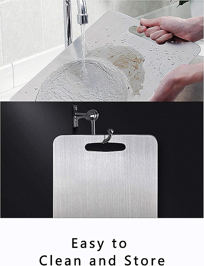 Stainless Steel Cutting Board for Kitchen, Heavy Duty Chopping Board(Large,14.2"L x 9.8" W)