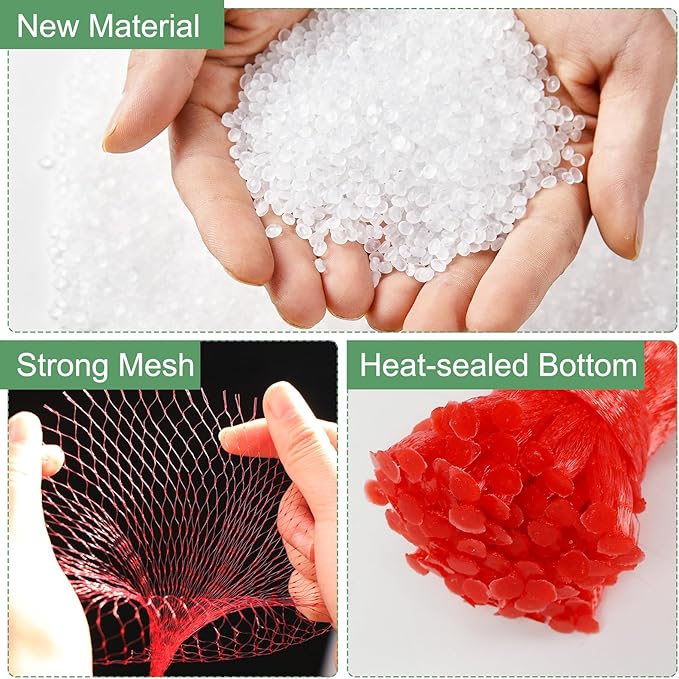 100Pcs Reusable Produce Plastic Mesh Bag,20 Inch Seafood Boil Bags，Kitchen Organizer Produce Packaging Supplies Net，Vegetable and Fruit Seafood Plastic Mesh Strap Storage Bag (Green)