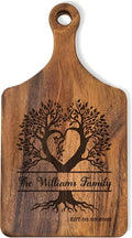 Personalized Wood Engraved Charcuterie Boards with Handle - Custom Reversible Cutting Board S M L - Customized Bridal Shower, Wedding, Anniversary and Housewarming Gifts (Tree of Life)