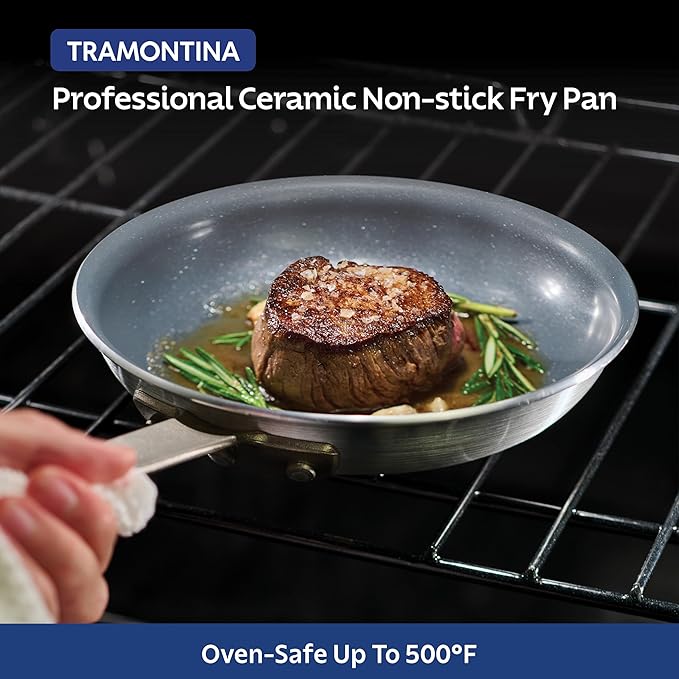 Tramontina Professional 14-Inch Ceramic Non Stick Extra Large Frying Pan, Heavy-Gauge Aluminum Skillet with Nonstick Coating, Dishwasher and Oven Safe, Gray