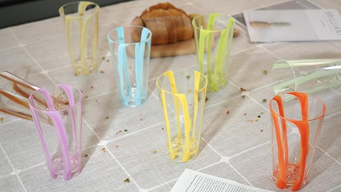 22 oz Plastic Drinking Glasses, Parties Tall Tumblers, Premium Quality Durable BPA-Free Water Tumblers, Dishwasher-Safe, Stackable Cups (Set of 8, Gift Box)