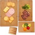 Vietnam Carbonized Bamboo Cutting Board Set of 3 with Holder, Non Toxic Reversible Boards with Juice Groove, Smooth Finish and Non Slip Feet, Handmade in Vietnam for Prep and Charcuterie
