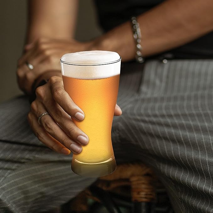 DISCOUNT PROMOS Pilsner Glasses 13.25 oz. Set of 12, Bulk Pack - Made in the USA, Perfect for Hotels, Restaurants, Bars and Even Party Favors - Black