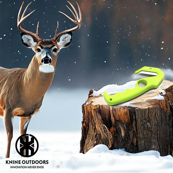 KNINE OUTDOORS Replaceable Blade Gut Hook Knife for Hunting with Interchangeable Razor Blades, Game Processing Skin and Gut Knife for Hunting, for Field Dressing Game