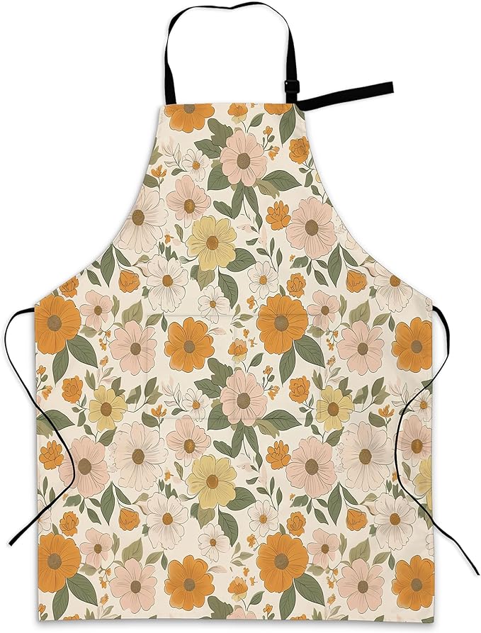Kitchen Apron with Pocket,Waterproof Adjustable Neck and Long Ties, Cooking Baking Gardening Painting Apron for Women