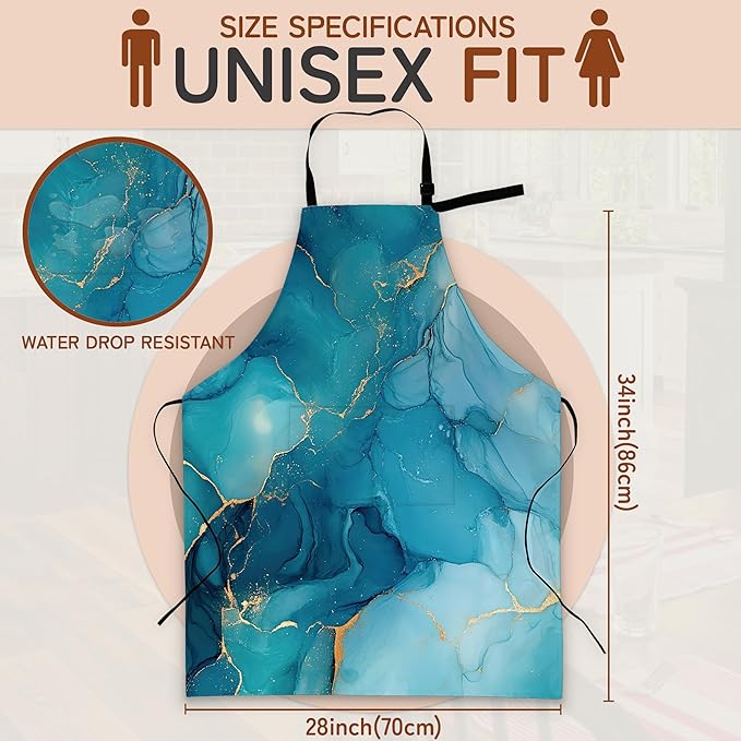 Kitchen Apron with Pocket,Waterproof Adjustable Neck and Long Ties, Cooking Baking Gardening Painting Apron for Women