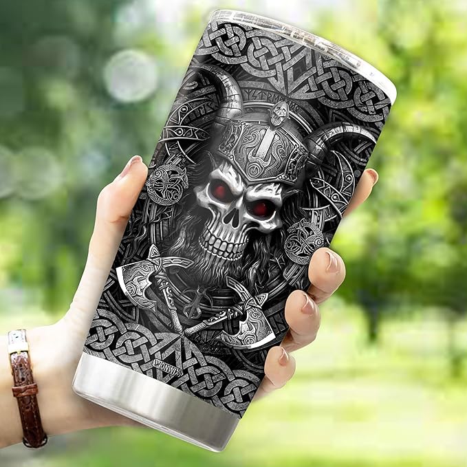 Personalized Viking Gifts for Men Dad 20oz Stainless Steel Insulated Coffee Cup Travel Mug Tumbler with Lid Christmas Birthday Fathers Day Valentine Gift for Husband Son Boy