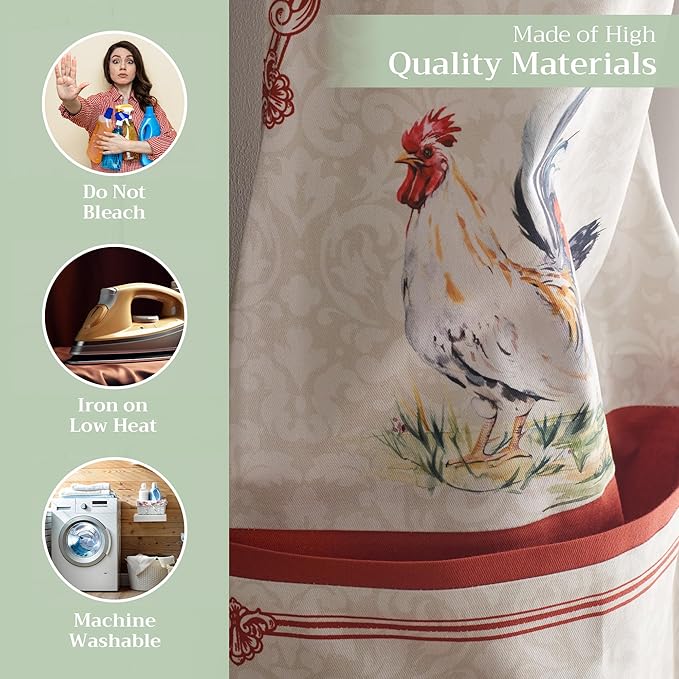 Maison d' Hermine 100% Cotton Apron for women with Pocket Kitchen Chef Apron for Men Cooking Gardening Server Waitress