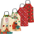 4 Pack Funny Christmas Kitchen Aprons for Women Men Adjustable Cooking Chef Aprons Waterproof Bib Aprons Cute Xmas Party Gift