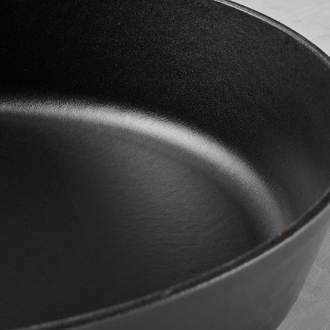 Tramontina Bestow Enameled Cast Iron Skillet with Lid, 12-inch Frying Pan, Smoke with Gold Knob