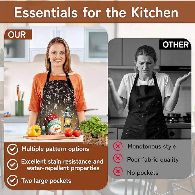 Cooking Aprons for Men and Women,Adjustable Bib Chef Apron with 2 Pockets, Soft and Durability Kitchen Apron