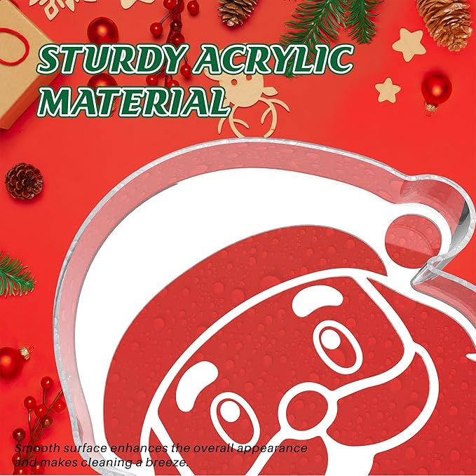 11" Christmas Gingerbread Man Charcuterie Boards, Acrylic Reusable Serving Tray for Dessert Appetizer Display, Cute Decorative Snack Platter for Xmas Party Table Decoration