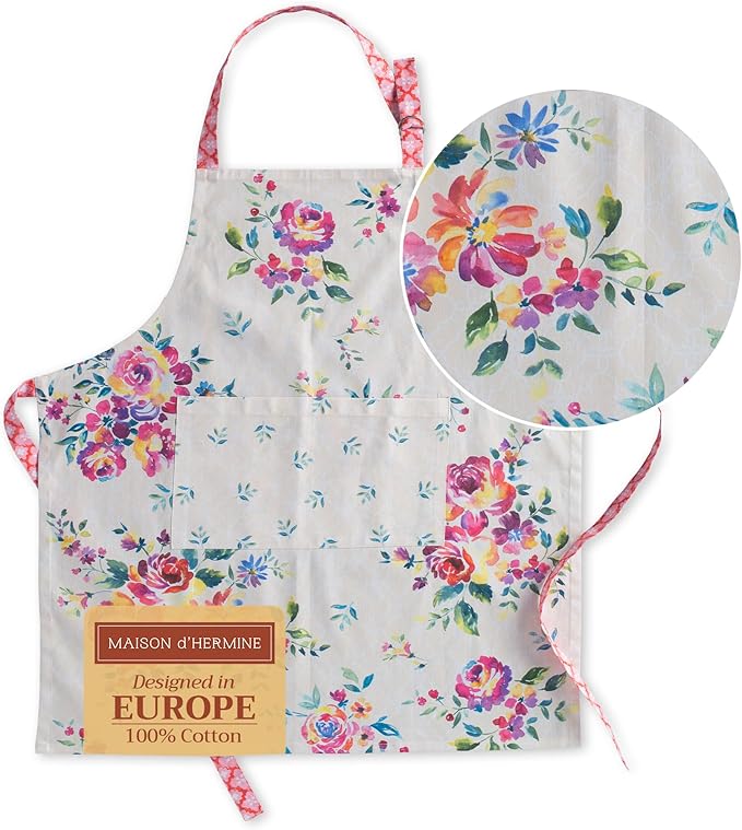 Maison d' Hermine 100% Cotton Apron for women with Pocket Kitchen Chef Apron for Men Cooking Gardening Server Waitress