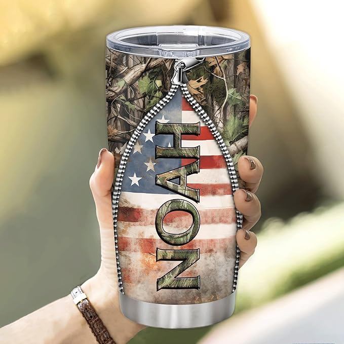 Hyturtle Personalized Hunting Gifts For Men - Deer Hunting Tumbler 20 Oz Travel Coffee Mug Stainless Steel - Fathers Day Gift For Dad, Him, Boy, Husband, Hunters From Son, Wife On Birthday