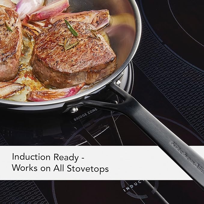 KitchenAid 5-Ply Clad Polished Stainless Steel Frying Pan/Skillet, 10 Inch - Stainless Steel