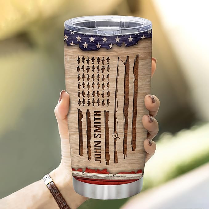 Hyturtle Personalized Fishing Gifts For Men - Stainless Steel Tumbler Cup 20oz For Fishing Lover - Reel Cool Dad Birthday Gifts for Dad Men Husband & Fathers Day Gift From Daughter Son Wife