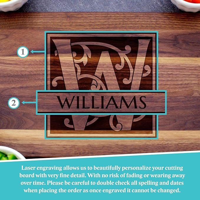 Blue Ridge Mountain Gifts Personalized Cutting Board for Wedding or Anniversary - Laser Engraved Wood Board - Custom Charcuterie Food Tray, Christmas Gift Cutting Board for Mom for Dad