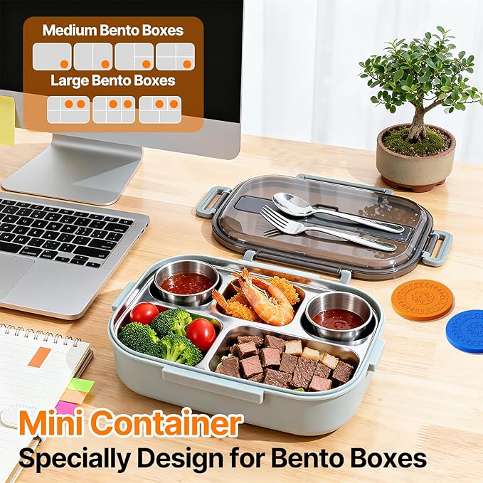 2.5 ozx 8 Pack Sauce Containers for Lunch Box,Salad Dressing Containers To Go,Small Stainless Steel Container with Silicone Lids,Picnics,Travel Meal Prep And Kitchen Storage