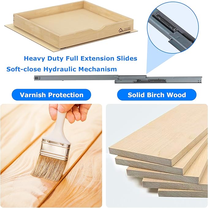 WelFurGeer Soft Close Pull Out Drawers for Cabinets, 14" W x 21" D Pull Out Cabinet Drawer with Heavy Duty Slides, Pull Out Cabinet Organizer, Cabinet Roll Out Drawers, Pull-Out Home Organizers