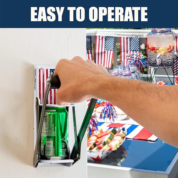 Mckay 12 Oz. Metal Can Crusher, Can Crusher Wall Mounted, Can Crushers for Recycling Wall-Mounted Smasher for Aluminum Seltzer, Soda, Beer Cans and Bottles, Gadgets for Home - American Flag