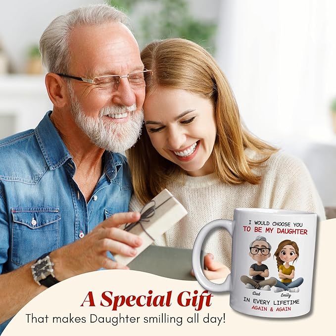 Wrappiness Personalized Coffee Mug for Daughter from Dad - Custom Coffee Mugs With Names - Always Choose You From Father to Daughter Birthday Gift