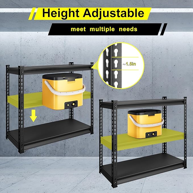 Utility Garage Shelves Heavy Duty - 40''W 1,350Lbs Steel Metal Industrial Storage Shelving Rack Units Adjustable 40" W x 16" D x 36" H 3 Tier Black