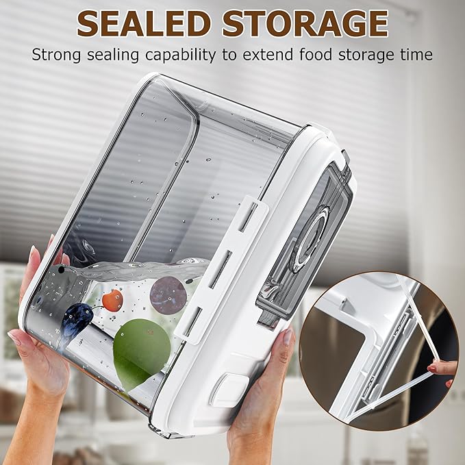 Bread Box For Kitchen Countertop, Airtight Bread Storage Container, Bread Keeper For Homemade Bread, Cookies, Cereal, Fruits, 10L White.