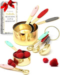 Gold Measuring Cups and Spoons Set - 8PC Stackable, Sturdy Measuring Set - Cute Gold Kitchen Utensils & Accessories for Baking & Cooking