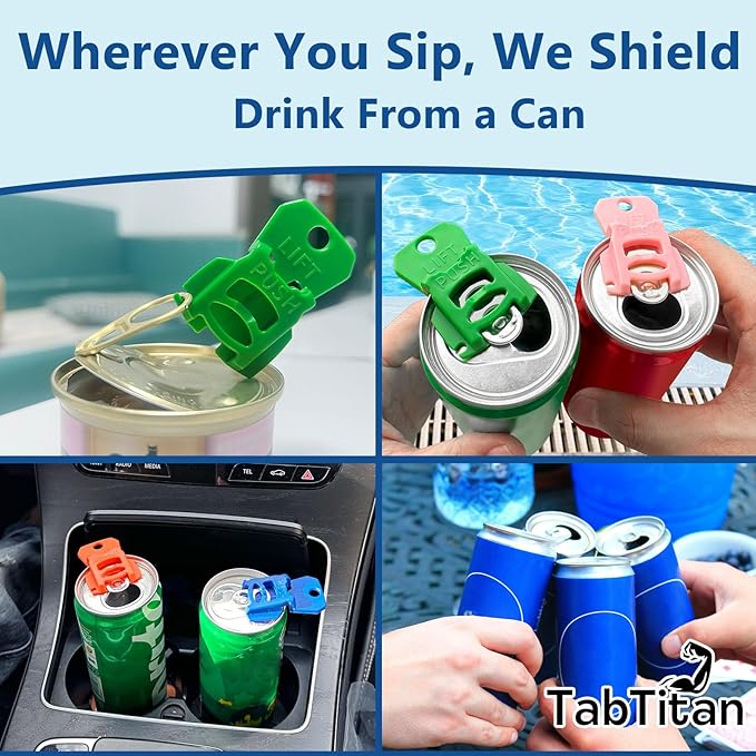 CanGuard 12 Pack Can Lids – Can Covers with Easy Tab Opener, Colorful Drink Can Protector Cap for Soda,Beer,Bug Shield for Coke, Dust at the Party, BBQ, Beach