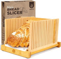 Bread Slicer for Homemade Bread - No Splinter with HDPE Base & Maple Finger - 4 Different Thicknesses for Uniform & Consistent Slices - Foldable Bread Cutter with Optimal Knife Grooves