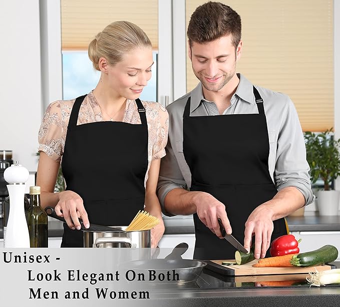 RUVANTI Work Apron for Men, Oil & Water Repellent, Poly Cotton Cross Back Aprons for Women with Pockets, Adjustable up to XXL