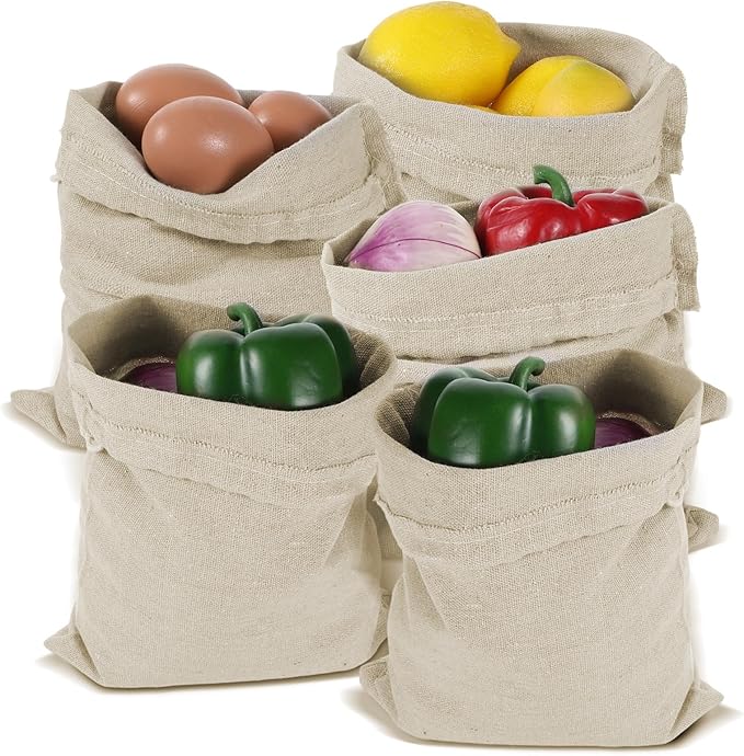 30PCS Cotton Produce Bags, 8x10 Inch Reusable Muslin Storage Bags with Drawstrings – Natural, Washable & Eco-friendly Cloth Containers for Groceries, Snacks, and More