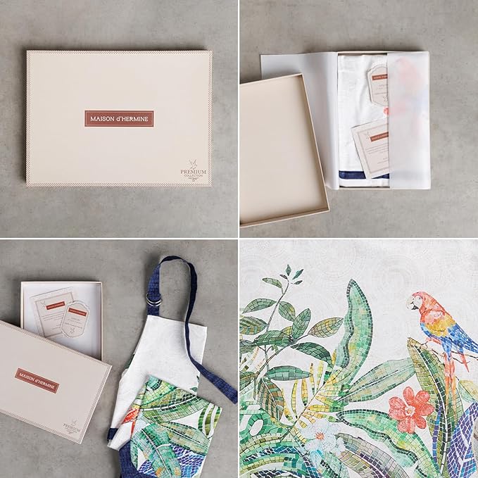 Maison d' Hermine 100% Cotton Apron for women with Pocket Kitchen Chef Apron for Men Cooking Gardening Server Waitress