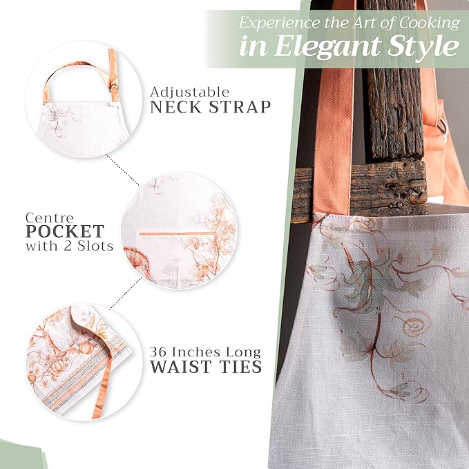 Maison d' Hermine 100% Cotton Apron for women with Pocket Kitchen Chef Apron for Men Cooking Gardening Server Waitress