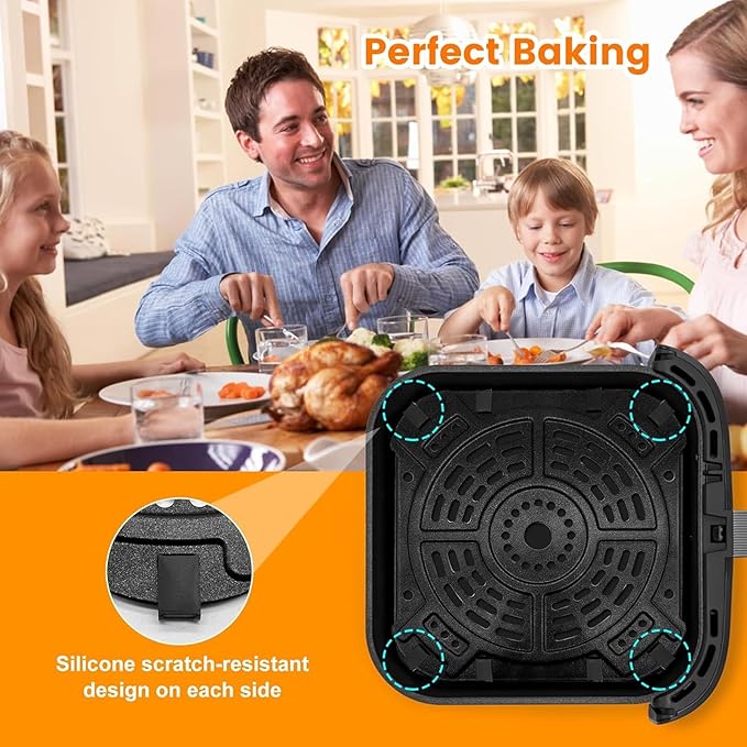 GCQ Air fryer Accessories for Ninja AF181 Air Fryer Pro XL 6-in-1 6.5 QT, 8.5''× 8.0'' Air Fryer Grill Pan Grill Plate Crisper Plate Replacement Parts Tray Rack with Rubber Bumpers, Dishwasher Safe