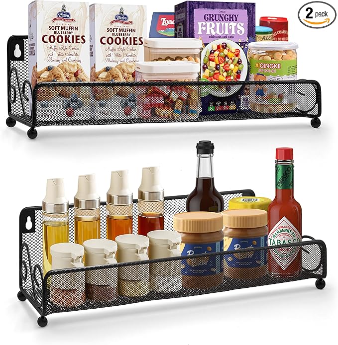 2 pack spice rack organizer for wall mounted or countertop , Jars Storage Organizer, Cabinet Holder, kitchen metal spice seasoning storage for RVs, Cabinet, Pantry Doors, Bathroom, Shower, Home Decor