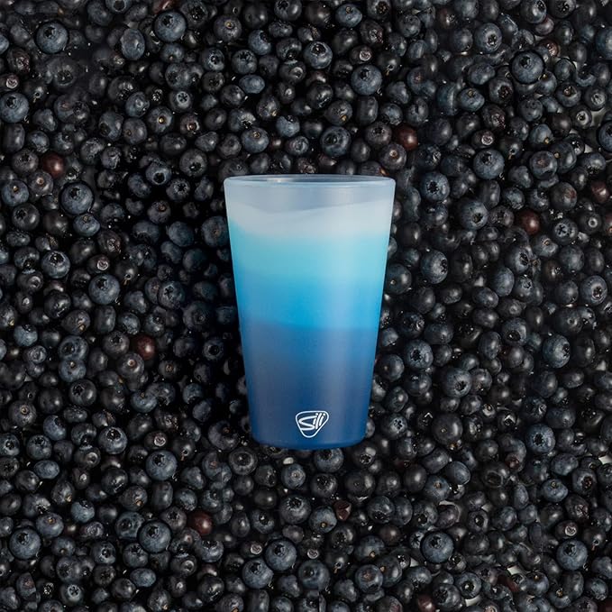 Silipint 16oz Silicone Pint Glass – Unbreakable BPA-Free Reusable Silicone Drinking Cup – Flexible Dishwasher Microwave & Freezer Safe – Stemless Glass for Water Coffee Smoothies (Blizzard)