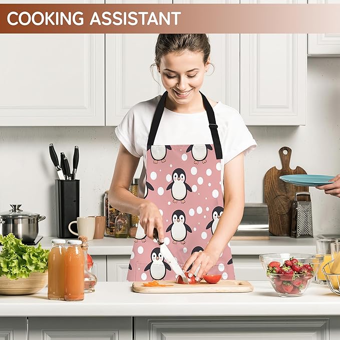 Adjustable Kitchen Apron with Pockets for Women and Men,Soft Chef Apron for Cooking, BBQ, and Grill
