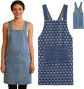 2026 New Adult Jour Apron - Lightweight Cotton Apron with Front Pocket, Cross-Back Jean Kitchen Aprons for Women Men