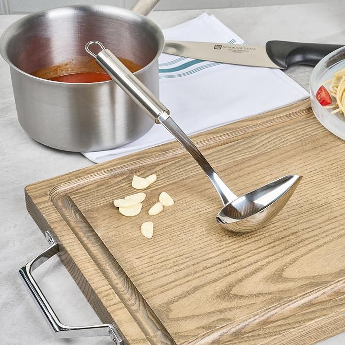 Ladle 1 Pack 2.5 oz Ergonomic Handle Serving Ladle with Pour Spout Precision Pouring Durable Stainless Steel Silver Utensil For Soups, Gravies, Buffet Use